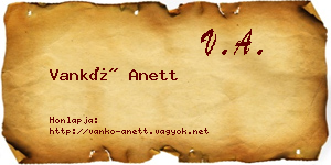 Vankó Anett névjegykártya